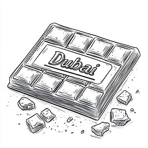 Schoki Ausmalbild mit Dubai Schriftzug