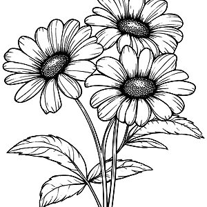 Strauß Gänseblümchen Ausmalbild