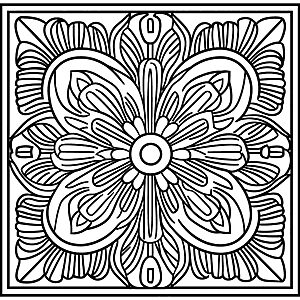 Mandala viereckig Ausmalbild kostenlos
