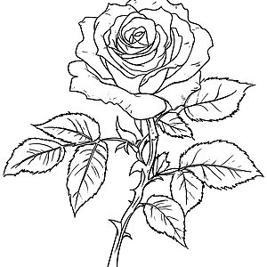 Einzelne Rose Ausmalbild