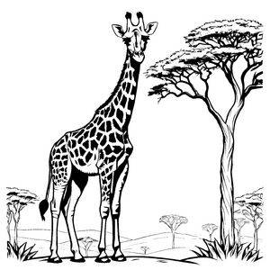 Detailreiches Giraffen-Ausmalbild für die ganze Familie