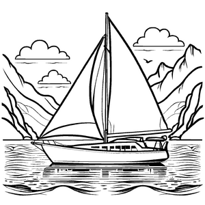 Detailreiche Segelboote-Malvorlage für kreative Malstunden