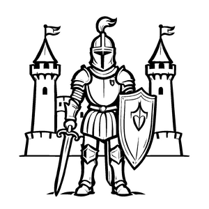 Kindgerechtes Ritter-Ausmalbild für Kinder