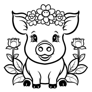Witziges Schweine-Ausmalbild für kleine Künstler