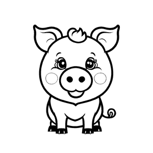 Märchenhaftes Schweine-Ausmalbild für Groß und Klein