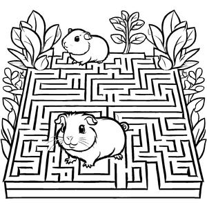 Fantasievolle Meerschweinchen-Malvorlage für die ganze Familie