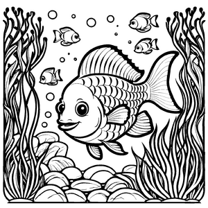 Fröhliches Fische-Bastelmotiv für Kinder
