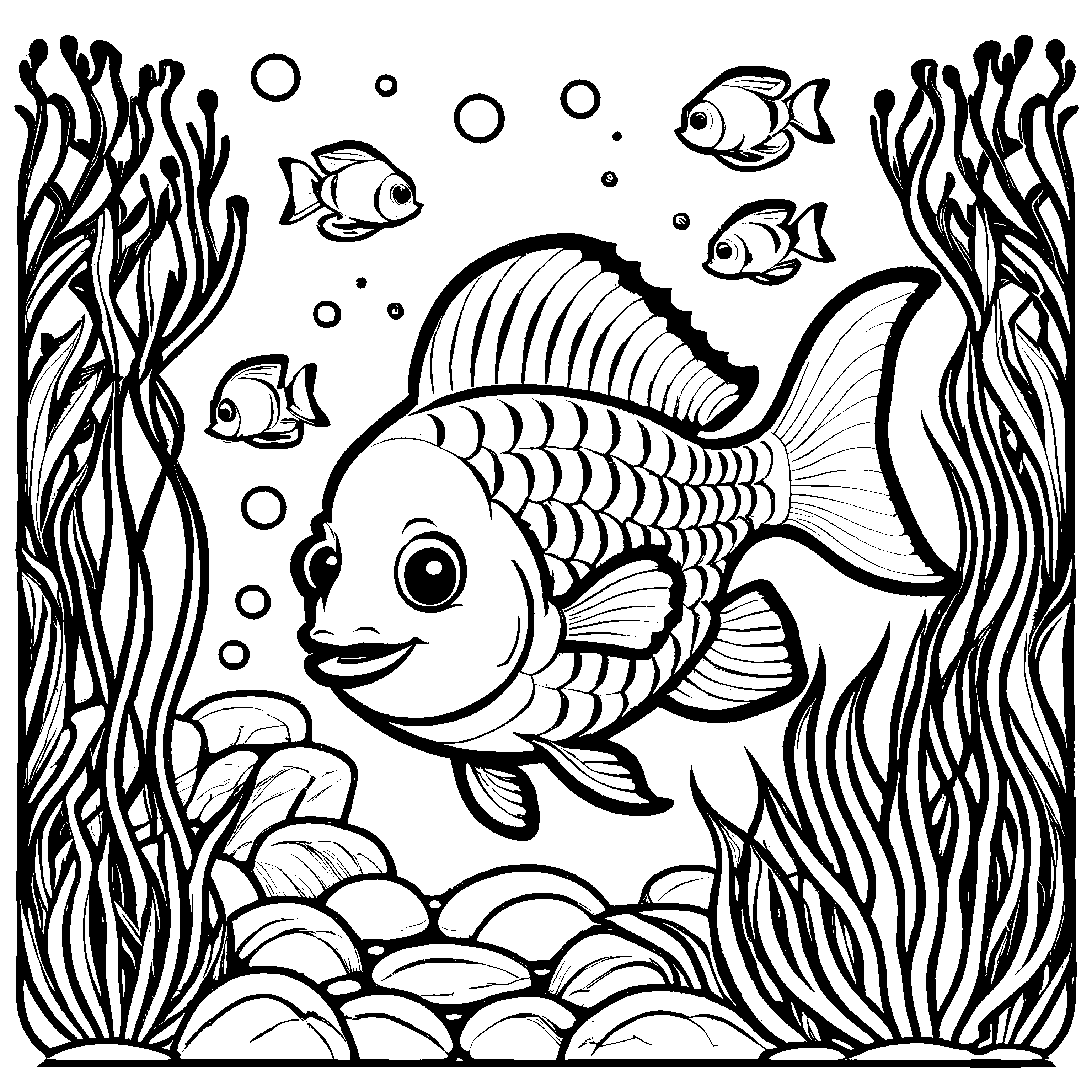 Fröhliches Fische-Bastelmotiv für Kinder