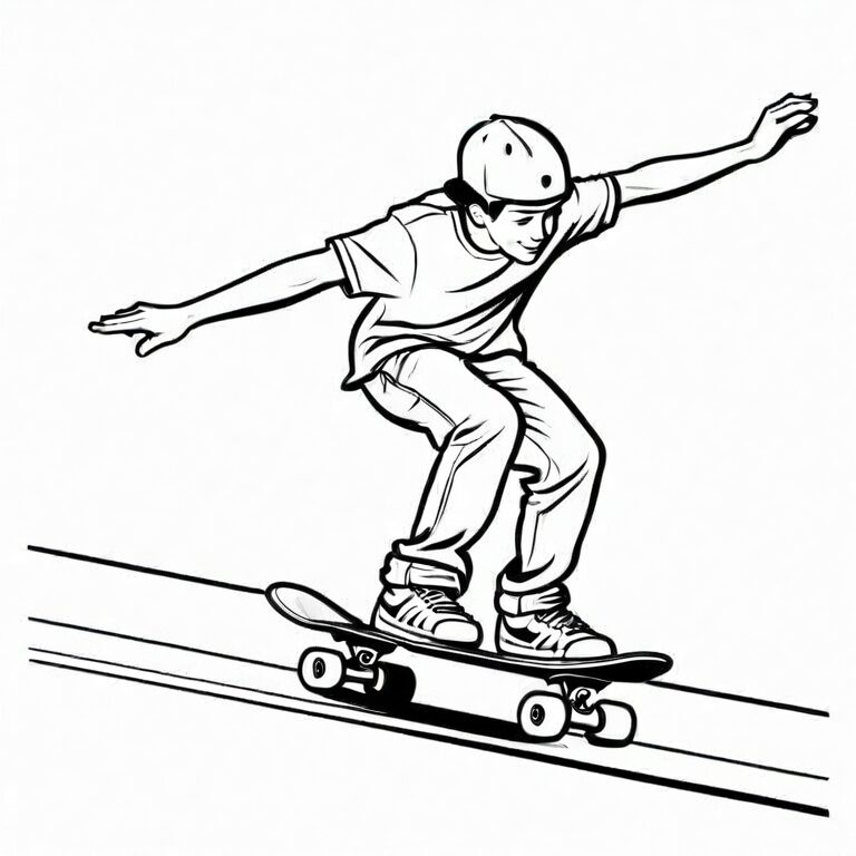 Interessante Skateboarding-Ausmalvorlage für kleine Künstler