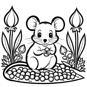 Kindgerechtes Mäuse-Malbild zum künstlerischen Entfalten