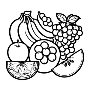 Bezaubernde Obst-Ausmalvorlage für die ganze Familie