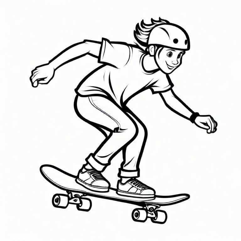 Märchenhafte Skateboarding-Malvorlage für Groß und Klein