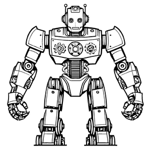 Detailreiche Roboter-Ausmalvorlage für kreative Momente