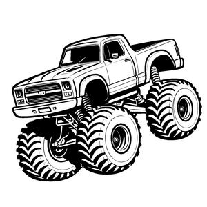 Bunte Monstertrucks-Ausmalvorlage für die ganze Familie