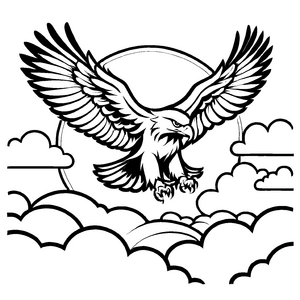 Verspieltes Adler-Bastelmotiv zum Ausmalen
