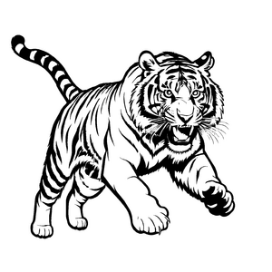 Fröhliche Tiger-Ausmalvorlage für Groß und Klein