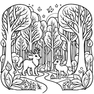 Kindgerechtes Zauberwälder-Ausmalbild für kleine Künstler