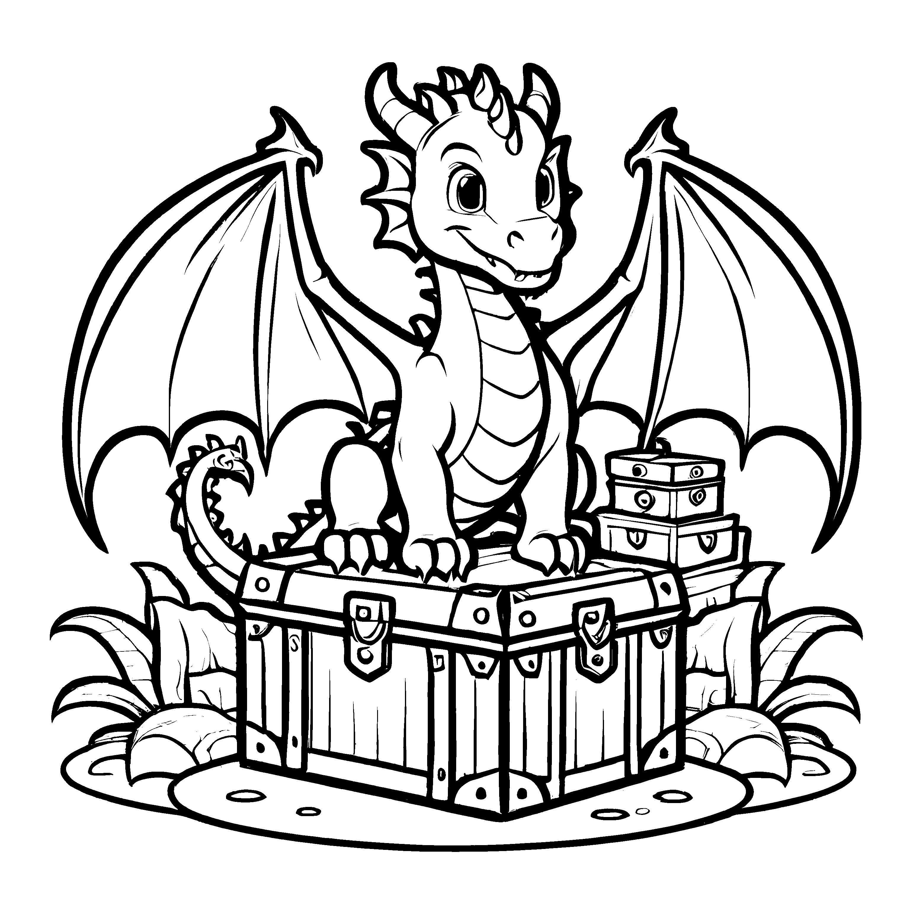 Großartiges Drachen-Ausmalbild für kreative Kids