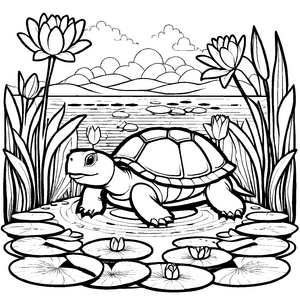 Magische Schildkröten-Ausmalvorlage für den Bastelspaß