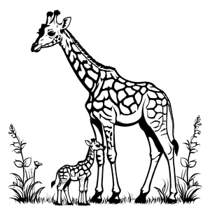 Farbenfrohes Giraffen-Ausmalbild für die ganze Familie