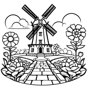 Aufregendes Windmühlen-Malbild für Groß und Klein