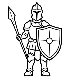 Detailreiches Ritter-Bastelmotiv zum Entdecken und Gestalten
