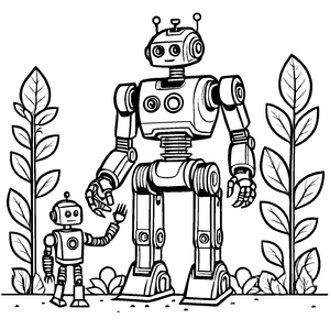 Kreatives Roboter-Ausmalbild zum Entdecken und Gestalten