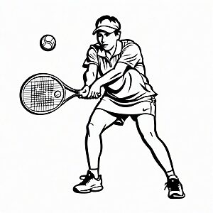 Verspielte Tennis-Ausmalvorlage für Groß und Klein