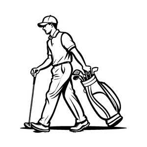 Kindgerechte Golf-Malvorlage zum Basteln und Malen