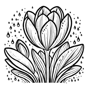 Detailreiches Krokusse-Ausmalbild zum Ausmalen