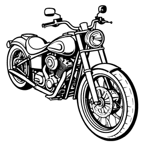 Faszinierende Motorräder-Ausmalvorlage für Kinder