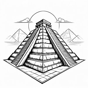 Verspielte Pyramiden-Malvorlage für kleine Künstler
