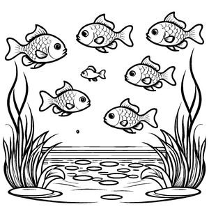 Kreative Fische-Malvorlage für kleine Künstler