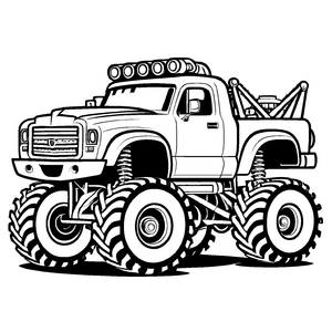 Detailreiches Monstertrucks-Bastelmotiv für bunte Malfreude