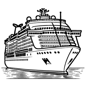 Kreuzfahrtschiff-Ausmalvorlage zum Ausmalen