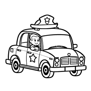 Witzige Polizeiauto-Malvorlage zum kreativen Zeitvertreib