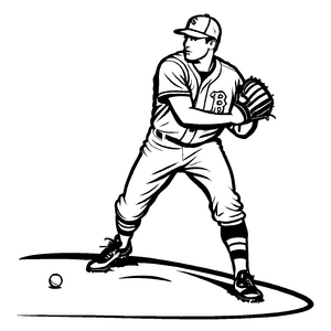 Kindgerechte Baseball-Ausmalvorlage zum künstlerischen Entfalten