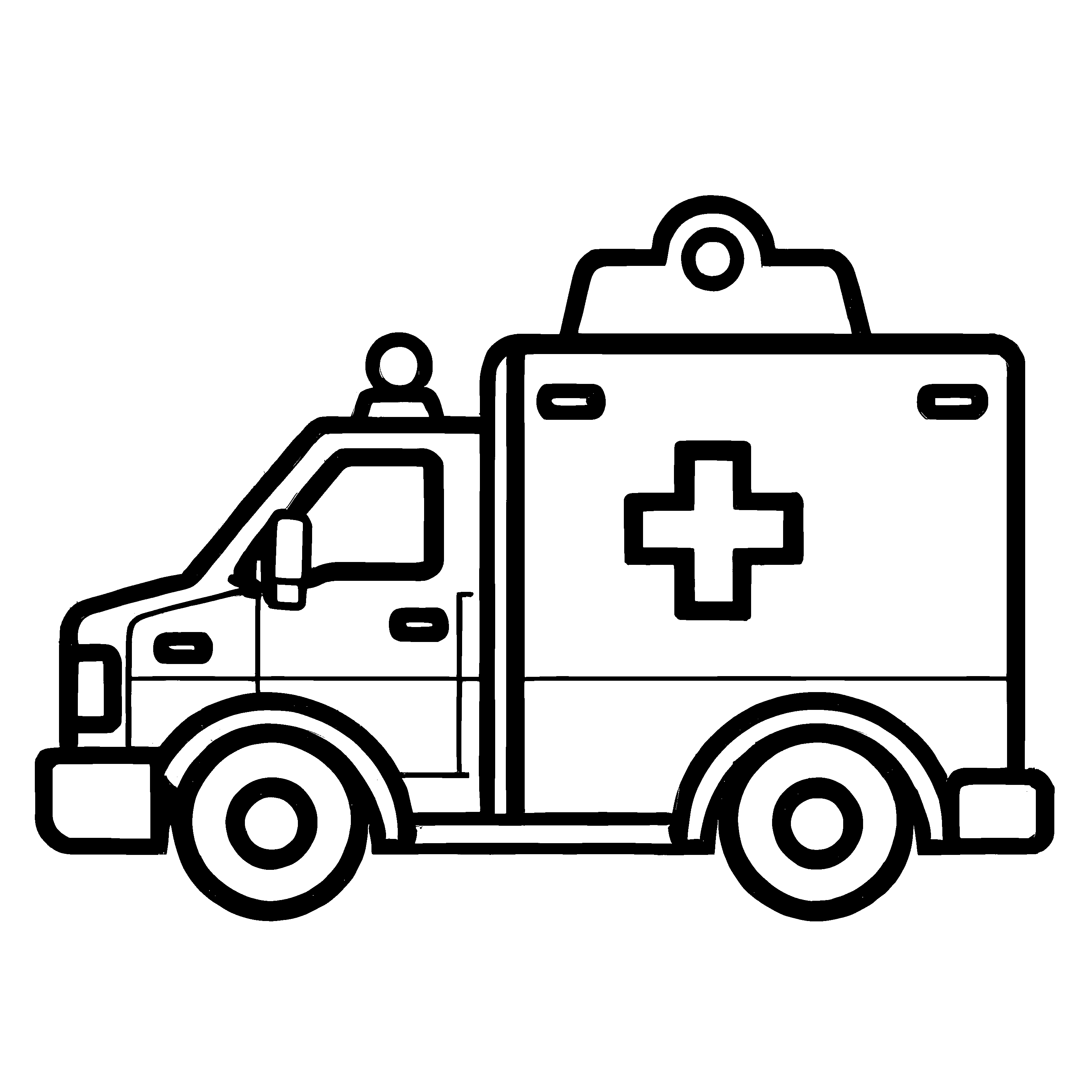 Fröhliches Rettungswagen-Ausmalbild für kreative Kids