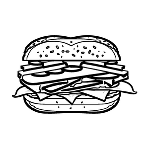 Wunderschöne Sandwiches-Ausmalvorlage für bunte Malfreude
