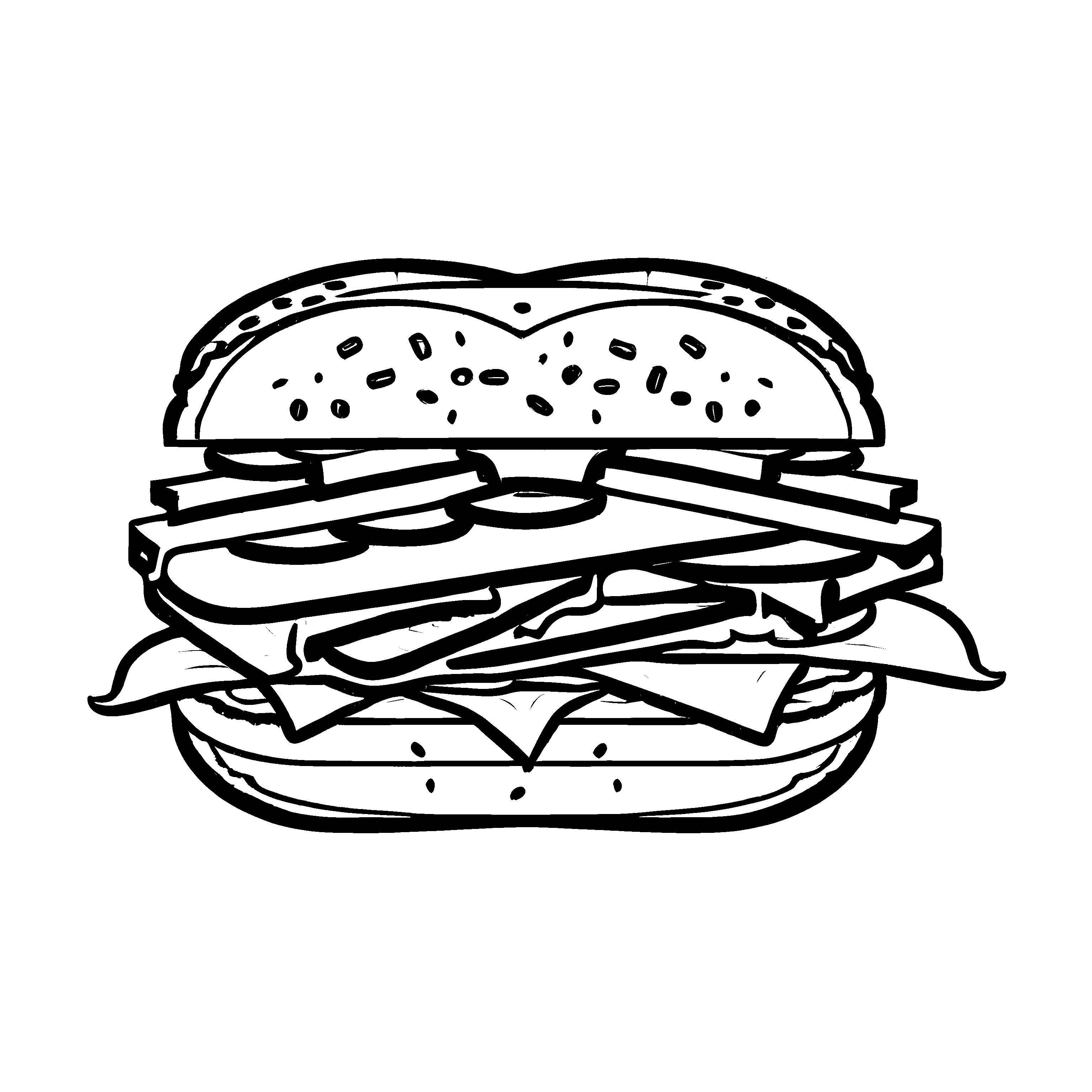 Wunderschöne Sandwiches-Ausmalvorlage für bunte Malfreude