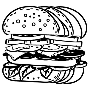 Liebevolle Sandwiches-Ausmalvorlage für den Bastelspaß