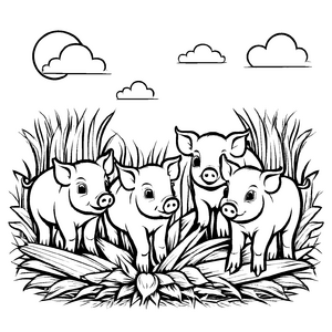 Spannendes Schweine-Bastelmotiv zum fantasievollen Ausmalen