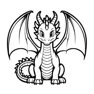 Fantasievolle Drachen-Ausmalvorlage für den Bastelspaß