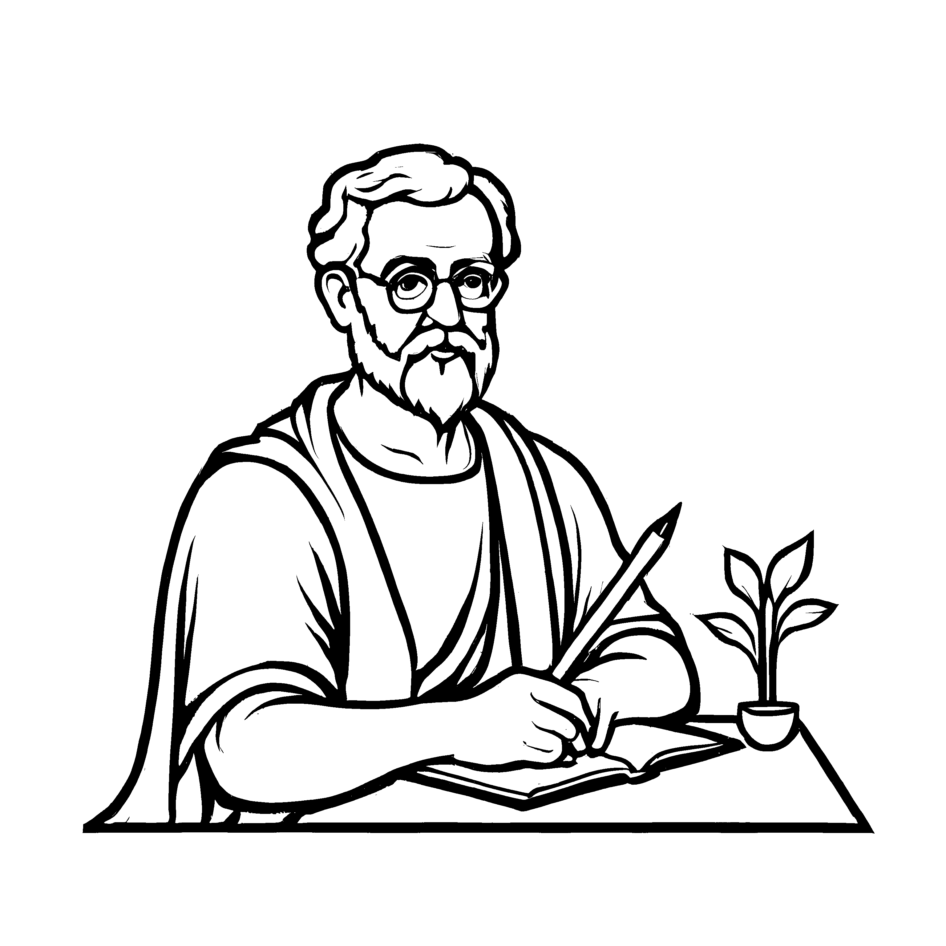 Zauberhaftes Philosophen-Bastelmotiv zum fantasievollen Ausmalen