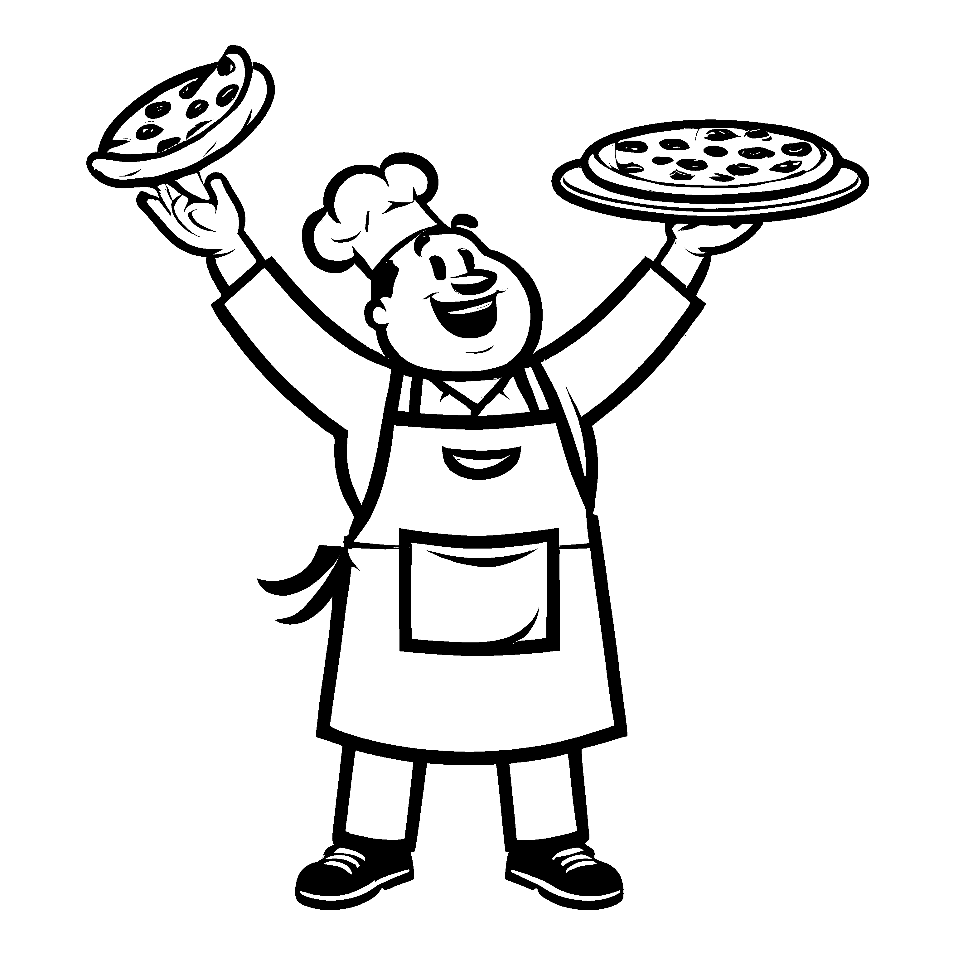 Kreatives Pizzabäcker-Ausmalbild zum künstlerischen Entfalten