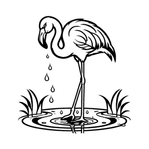 Kindgerechte Flamingos-Ausmalvorlage für bunte Malfreude