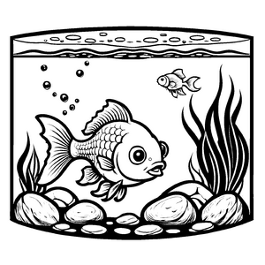 Niedliches Goldfische-Malbild zum künstlerischen Entfalten