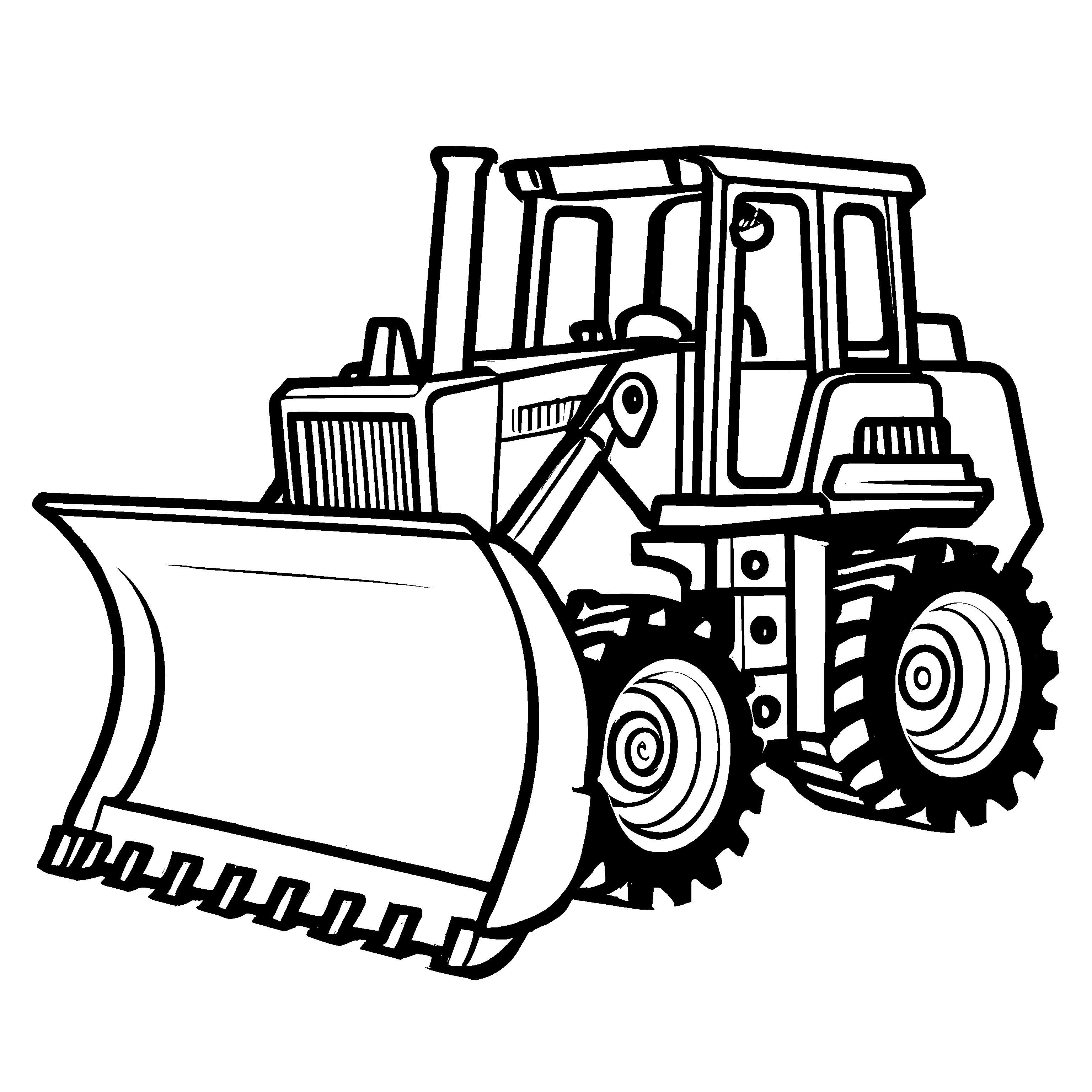Wunderbare Bulldozer-Ausmalvorlage zum Basteln und Malen