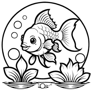 Tolle Goldfische-Ausmalvorlage für Kinder