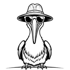 Liebevolles Pelikane-Ausmalbild zum künstlerischen Entfalten